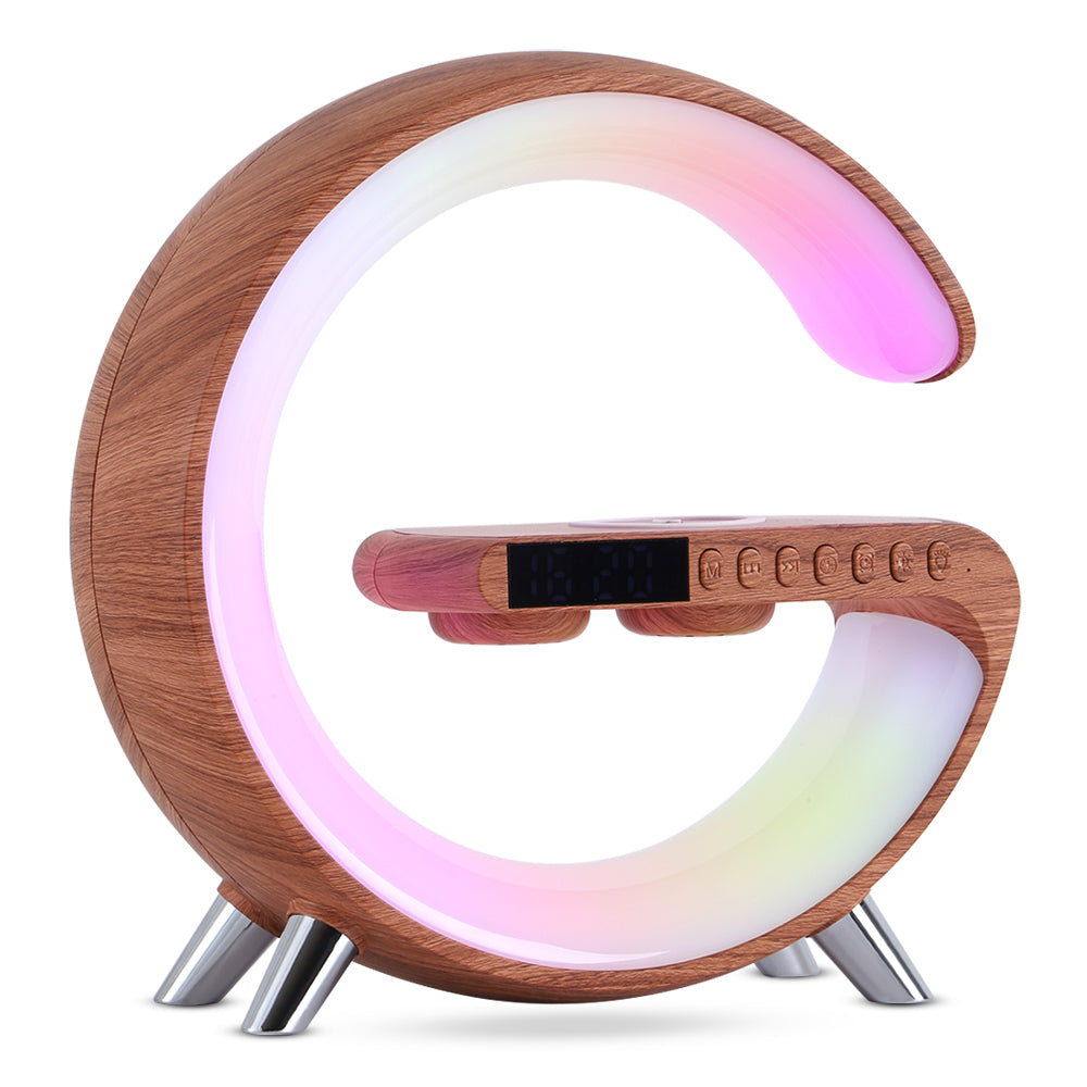 LED Lamp G Shaped Bluetooth Speaker Wireless Charger Atmosphere Lamp App Control For Bedroom Home Decor