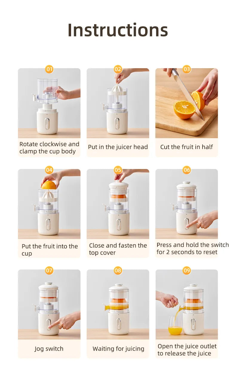 Electric Juicer Multifunctional Wireless Orange Lemon Blender USB Portable Mini Fruit Squeezer Pressure Juicer Kitchen