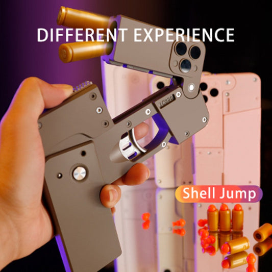 Harmless Folding Pistol Bullet Automatic Shell Throwing Toy Creative Soft  Mobile Phone Appearance Gun Outdoor Interactive Kid Gift