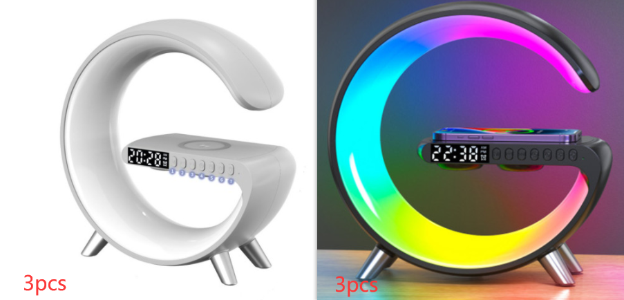 LED Lamp G Shaped Bluetooth Speaker Wireless Charger Atmosphere Lamp App Control For Bedroom Home Decor