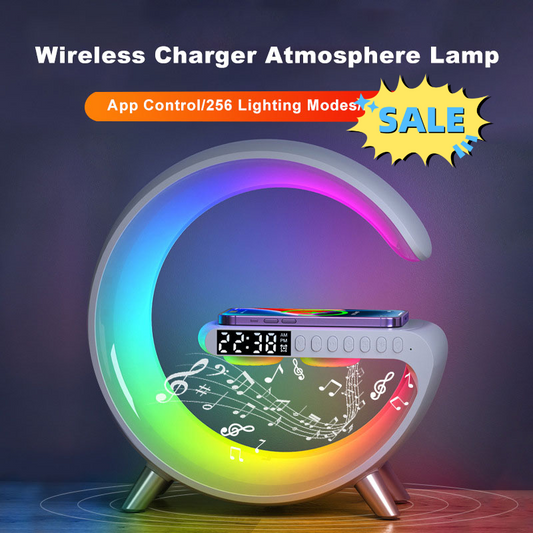 LED Lamp G Shaped Bluetooth Speaker Wireless Charger Atmosphere Lamp App Control For Bedroom Home Decor